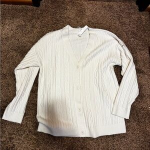 ALO Yoga Cream Cable Knit Cardigan